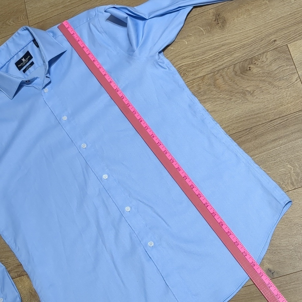 Psycho Bunny By Robert Light Blue Button Up ModernFit Shirt Mens Size 16 32/33 - Picture 5 of 7